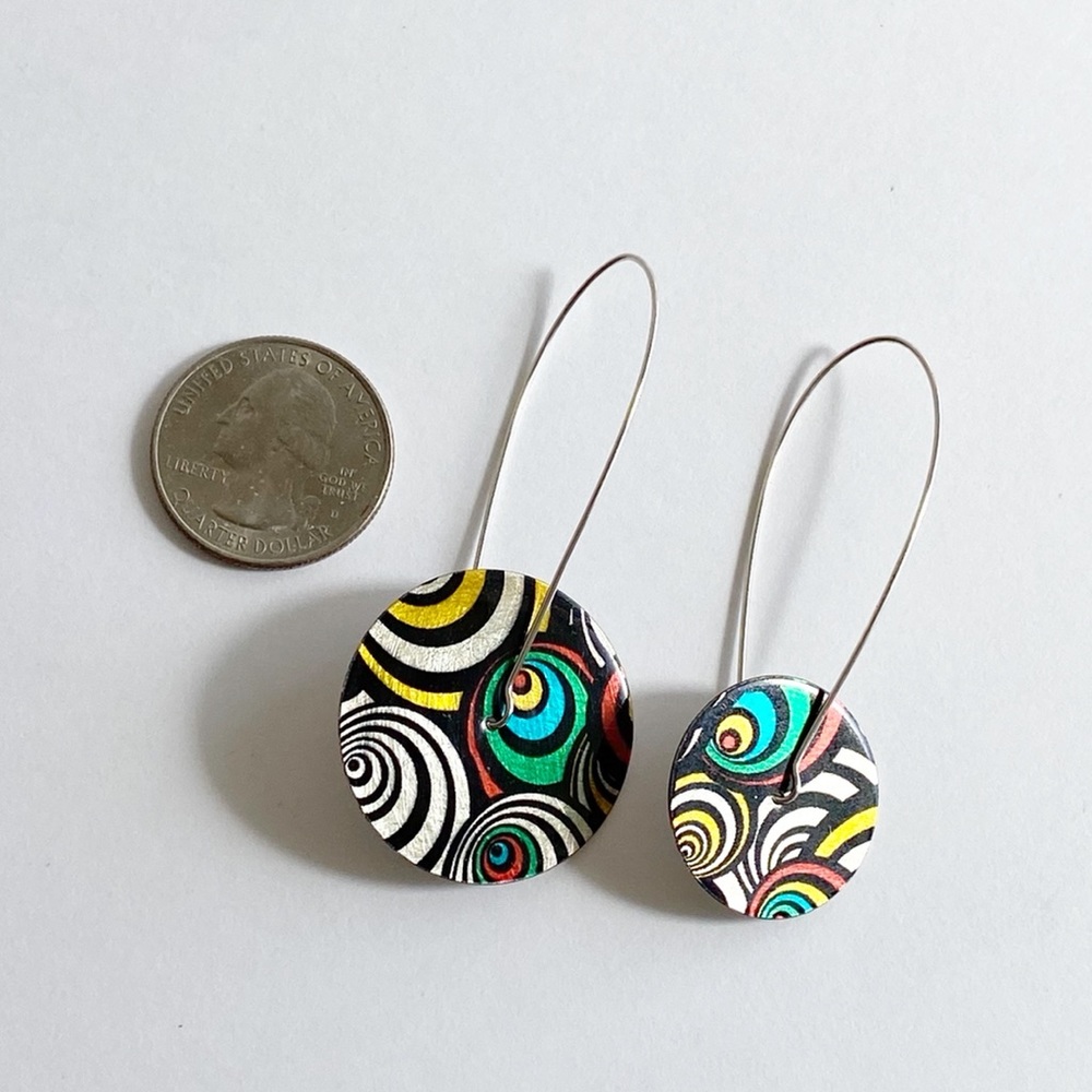 MATCHBOX Sterling Silver Colorful Psychedelic Dangle Spin Earrings - Picture 4 of 7